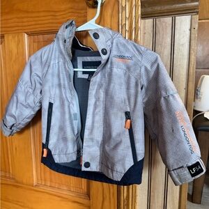London Fog Kids' Checkered Gray and Orange Raincoat